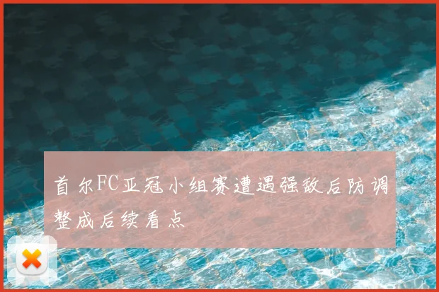 首尔FC亚冠小组赛遭遇强敌后防调整成后续看点